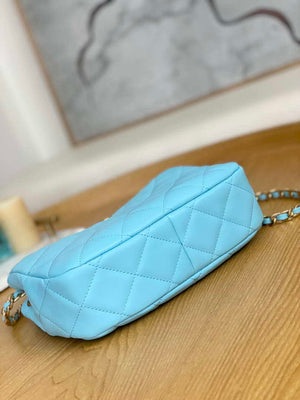 Chanel AS3476 Hobo Handbag Lambskin Blue - Default Title - View 7