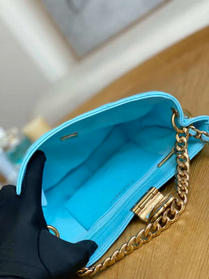 Chanel AS3476 HOBO Handbag Lambskin & Gold-Tone Metal Light Blue - Default Title - View 9