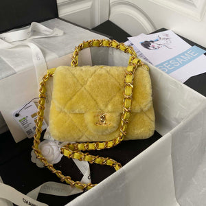 Chanel AS3498 Flap Bag Shearling Yellow - Default Title - View 1