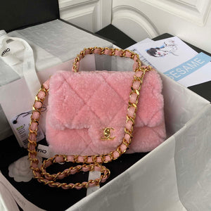Chanel AS3499 Flap Bag Shearling Pink - Default Title - View 1