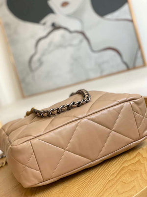 Chanel AS3519 CHANEL19 Shopping Bag Shiny Lambskin Light Brown - Default Title - View 9