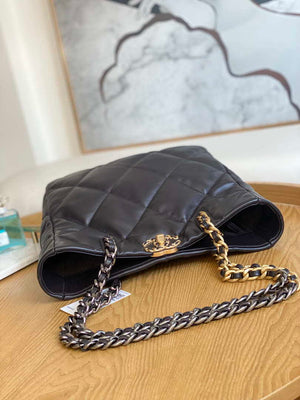 Chanel AS3519 CHANEL19 Shopping Bag Shiny Lambskin Dark Brown - Default Title - View 5