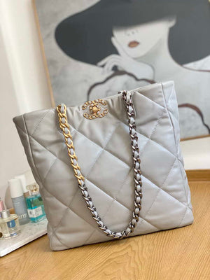 Chanel AS3519 CHANEL19 Shopping Bag Shiny Lambskin Gray - Default Title - View 1