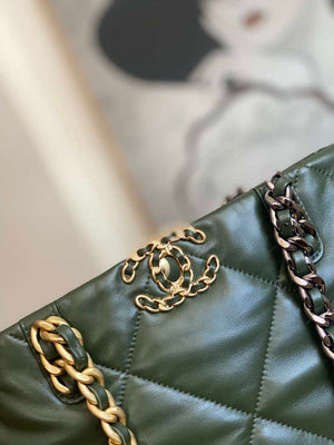 Chanel AS3519 CHANEL19 Shopping Bag Shiny Lambskin Dark Green - Default Title - View 4