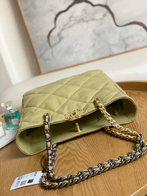 Chanel AS3519 CHANEL19 Shopping Bag Shiny Lambskin Light Yellow - Default Title - View 5