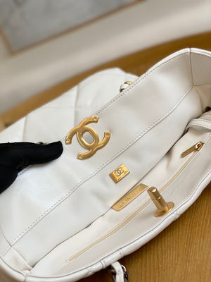 Chanel AS3519 CHANEL19 Shopping Bag Shiny Lambskin White - Default Title - View 7
