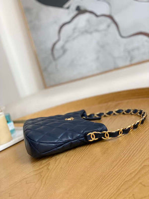 Chanel AS3562 Hobo Handbag Lambskin Navy blue - Default Title - View 5