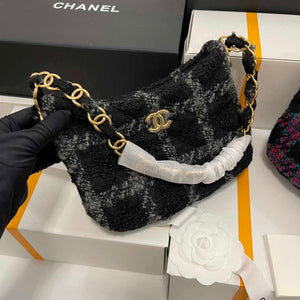 Chanel AS3562 Hobo Handbag Wool Tweed Black - Default Title - View 1