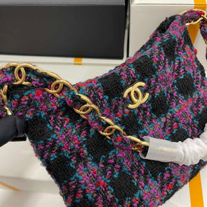 Chanel AS3562 Hobo Handbag Wool Tweed Purple - Default Title - View 4
