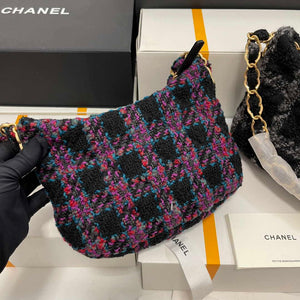 Chanel AS3562 Hobo Handbag Wool Tweed Purple - Default Title - View 9