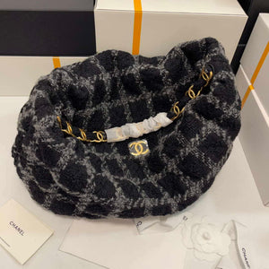Chanel AS3564 MAXI HOBO BAG Wool Tweed & Gold-Tone Metal Black & Gray - Default Title - View 2