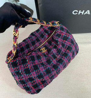 Chanel AS3564 MAXI HOBO BAG Wool Tweed & Gold-Tone Metal Purple - Default Title - View 1