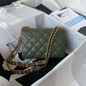 Chanel AS3580 Small Flap Bag Lambskin Lambskin & Gold-Tone Metal Green - Default Title - View 2