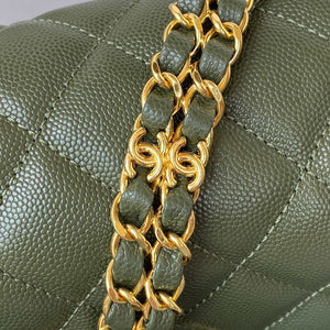 Chanel AS3580 Small Flap Bag Lambskin Lambskin & Gold-Tone Metal Green - Default Title - View 5