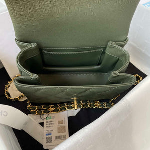 Chanel AS3580 Small Flap Bag Lambskin Lambskin & Gold-Tone Metal Green - Default Title - View 7
