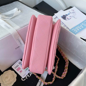 Chanel AS3580 Small Flap Bag Lambskin Lambskin & Gold-Tone Metal Pink - Default Title - View 6