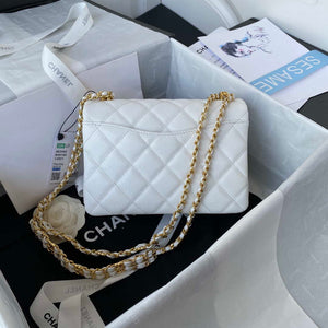 Chanel AS3580 Small Flap Bag Lambskin Lambskin & Gold-Tone Metal White - Default Title - View 2