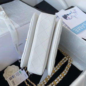 Chanel AS3580 Small Flap Bag Lambskin Lambskin & Gold-Tone Metal White - Default Title - View 6