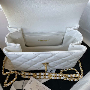 Chanel AS3580 Small Flap Bag Lambskin Lambskin & Gold-Tone Metal White - Default Title - View 7