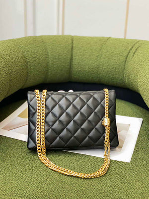 Chanel AS3609 Flap Bag Lambskin Lambskin & Gold-Tone Metal Black - Default Title - View 3