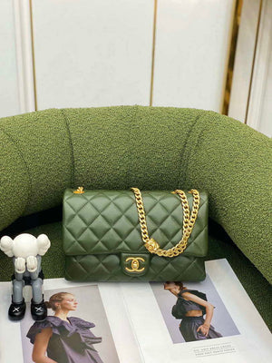 Chanel AS3609 Flap Bag Lambskin Lambskin & Gold-Tone Metal Green - Default Title - View 1
