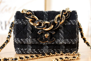 Chanel AS3611 Small Flap Bag Wool Tweed & Gold-Tone Metal Black - Default Title - View 2