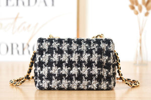 Chanel AS3611 Small Flap Bag Wool Tweed & Gold-Tone Metal Gray and Black - Default Title - View 4
