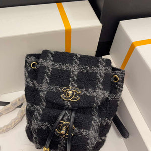 Chanel AS3615 Backpack Wool Tweed & Gold-Tone Metal Black & Gray - Default Title - View 2