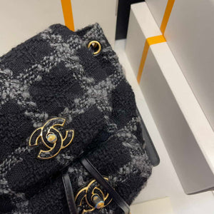 Chanel AS3615 Backpack Wool Tweed & Gold-Tone Metal Black & Gray - Default Title - View 3