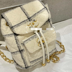 Chanel AS3615 Backpack Wool Tweed & Gold-Tone Metal Beige & Black - Default Title - View 6