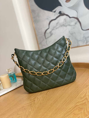 Chanel AS3631 2022 new hippie underarm Hobo bag Lambskin Dark Green - Default Title - View 2
