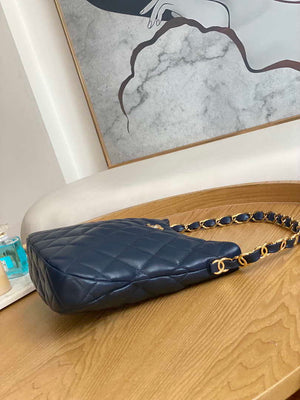 Chanel AS3631 2022 new hippie underarm Hobo bag Lambskin Navy blue - Default Title - View 5
