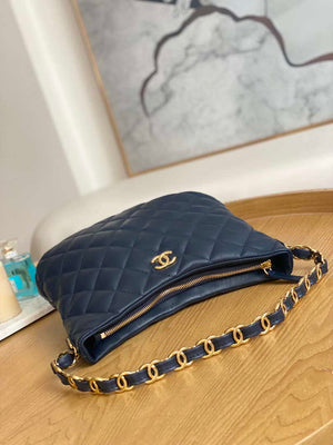 Chanel AS3631 2022 new hippie underarm Hobo bag Lambskin Navy blue - Default Title - View 6