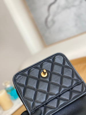 Chanel AS3652 Small Flap Bag with Top Handle Calfskin & Gold-Tone Metal Black - Default Title - View 8