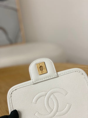 Chanel AS3652 Small Flap Bag with Top Handle Calfskin & Gold-Tone Metal White - Default Title - View 4