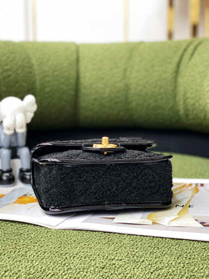 Chanel AS3652 Small Flap Bag with Top Handle Cotton & Wool Tweed & Gold-Tone Metal Black - Default Title - View 5