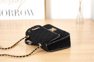 Chanel AS3653 Small Flap Bag with Top Handle Wool Tweed & Gold-Tone Metal Black - Default Title - View 5