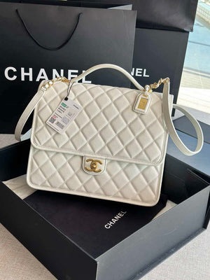 Chanel AS3662 LARGE BACKPACK Calfskin & Gold-Tone Metal White - Default Title - View 1