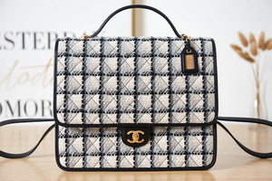 Chanel AS3662 LARGE BACKPACK Wool Tweed & Gold-Tone Metal White - Default Title - View 2