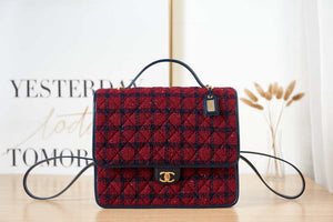 Chanel AS3662 LARGE BACKPACK Wool Tweed & Gold-Tone Metal Wine Red - Default Title - View 3
