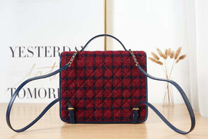 Chanel AS3662 LARGE BACKPACK Wool Tweed & Gold-Tone Metal Wine Red - Default Title - View 2
