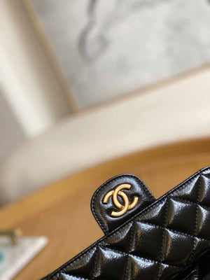 Chanel AS3690 Hobo Handbag Shiny Crumpled Calfskin & Gold-Tone Metal Black - Default Title - View 6