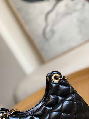 Chanel AS3710 Small Hobo Handbag Shiny Crumpled Calfskin & Gold-Tone Metal Black - Default Title - View 5
