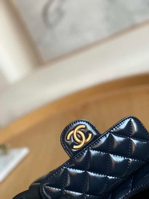 Chanel AS3710 Small Hobo Handbag Shiny Crumpled Calfskin & Gold-Tone Metal Navy blue - Default Title - View 3