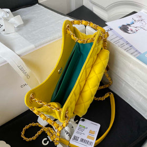 Chanel AS3710 Small Hobo Handbag Velvet & Gold-Tone Metal Yellow - Default Title - View 7