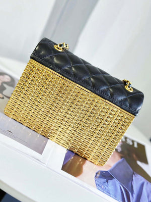 Chanel AS3712 Large EVENING BAG Lambskin & Gold Metal Black & Gold - Default Title - View 2