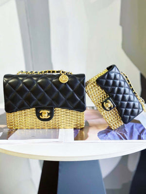 Chanel AS3712 Large EVENING BAG Lambskin & Gold Metal Black & Gold - Default Title - View 11
