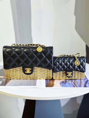Chanel AS3712 Large EVENING BAG Lambskin & Gold Metal Black & Gold - Default Title - View 12