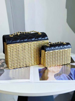 Chanel AS3712 Large EVENING BAG Lambskin & Gold Metal Black & Gold - Default Title - View 17
