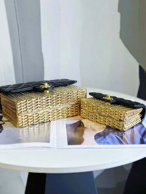Chanel AS3712 Large EVENING BAG Lambskin & Gold Metal Black & Gold - Default Title - View 18